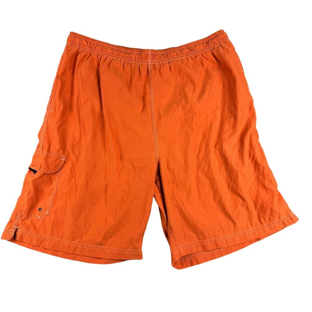 PGA TOUR  Swim Trunks Mens Extra Large Orange Cargo Pockets Board Shorts Preppy